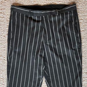 Gray & white striped trouser.